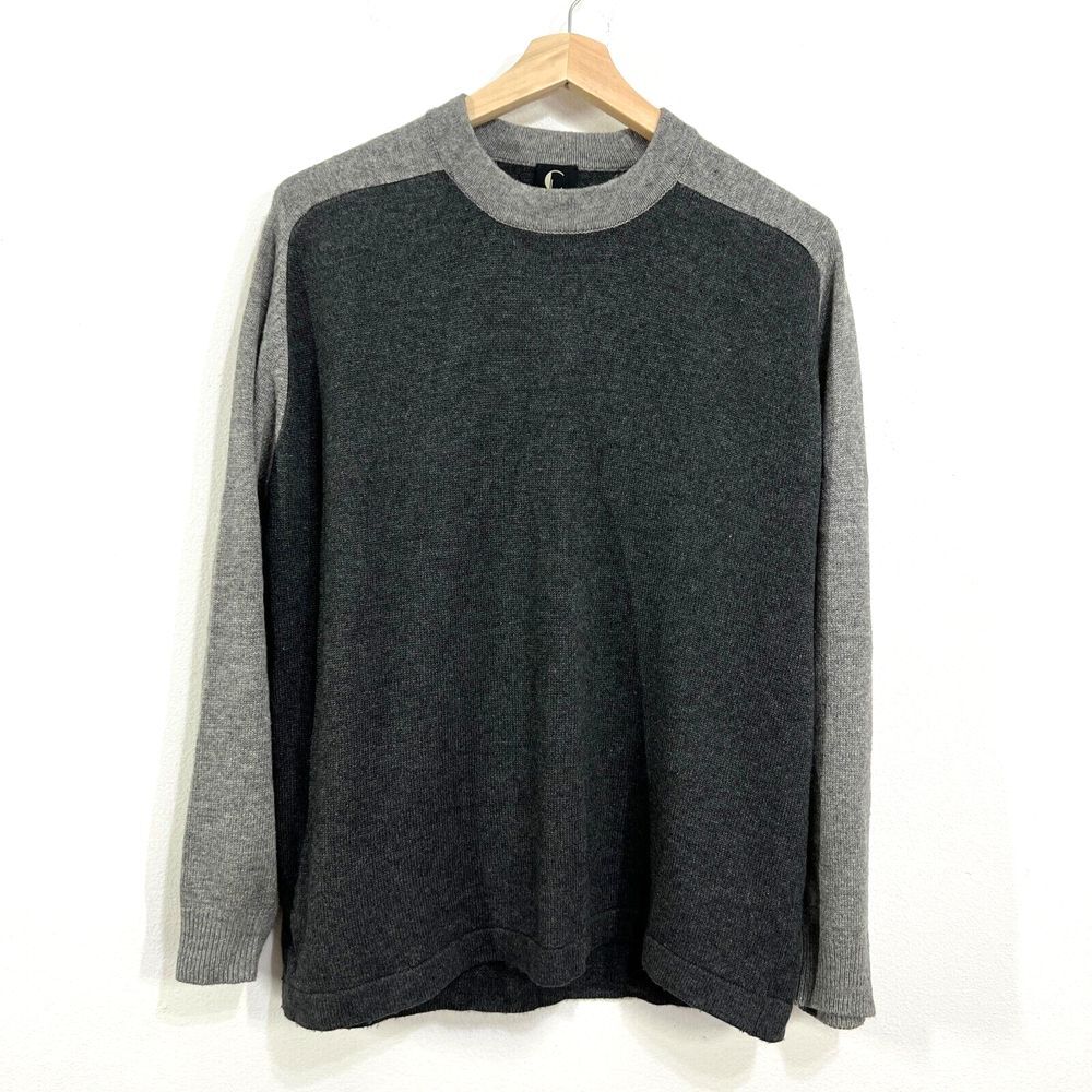 The Collection Silk Cashmere Blend Sweater Mens Large Gray Crew Neck Long Sleeve